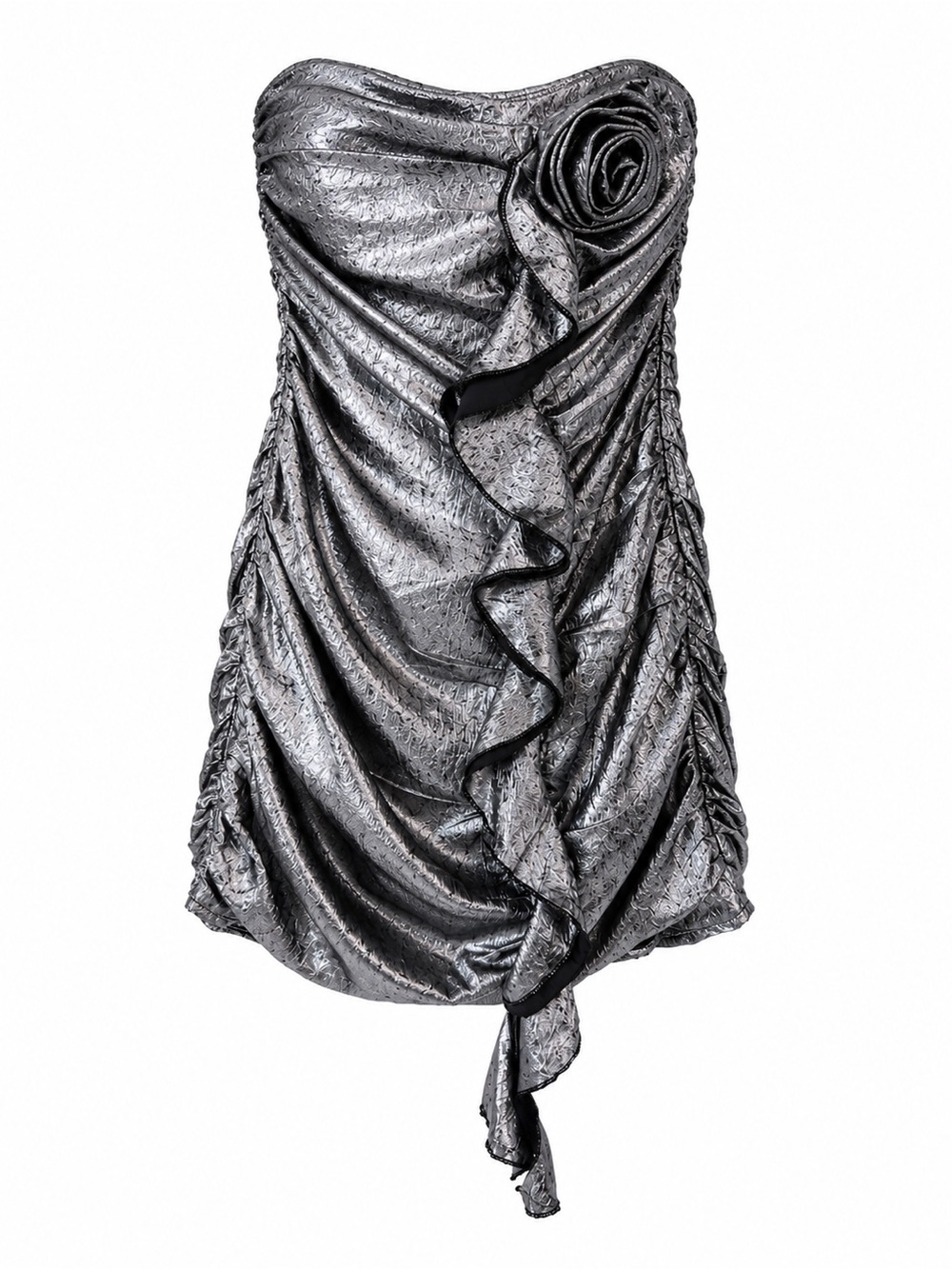 Strapless Silver Rose Dress